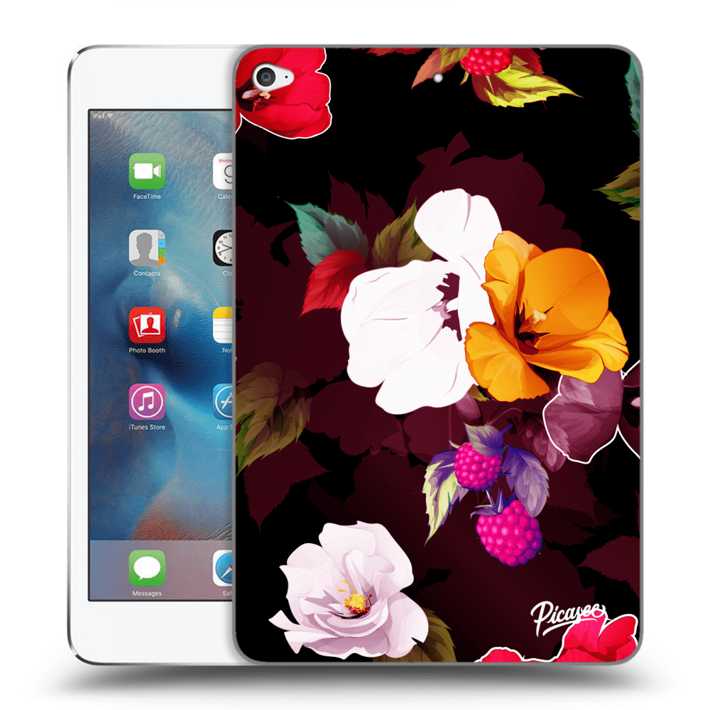 Picasee husă neagră din silicon pentru Apple iPad mini 4 - Flowers and Berries