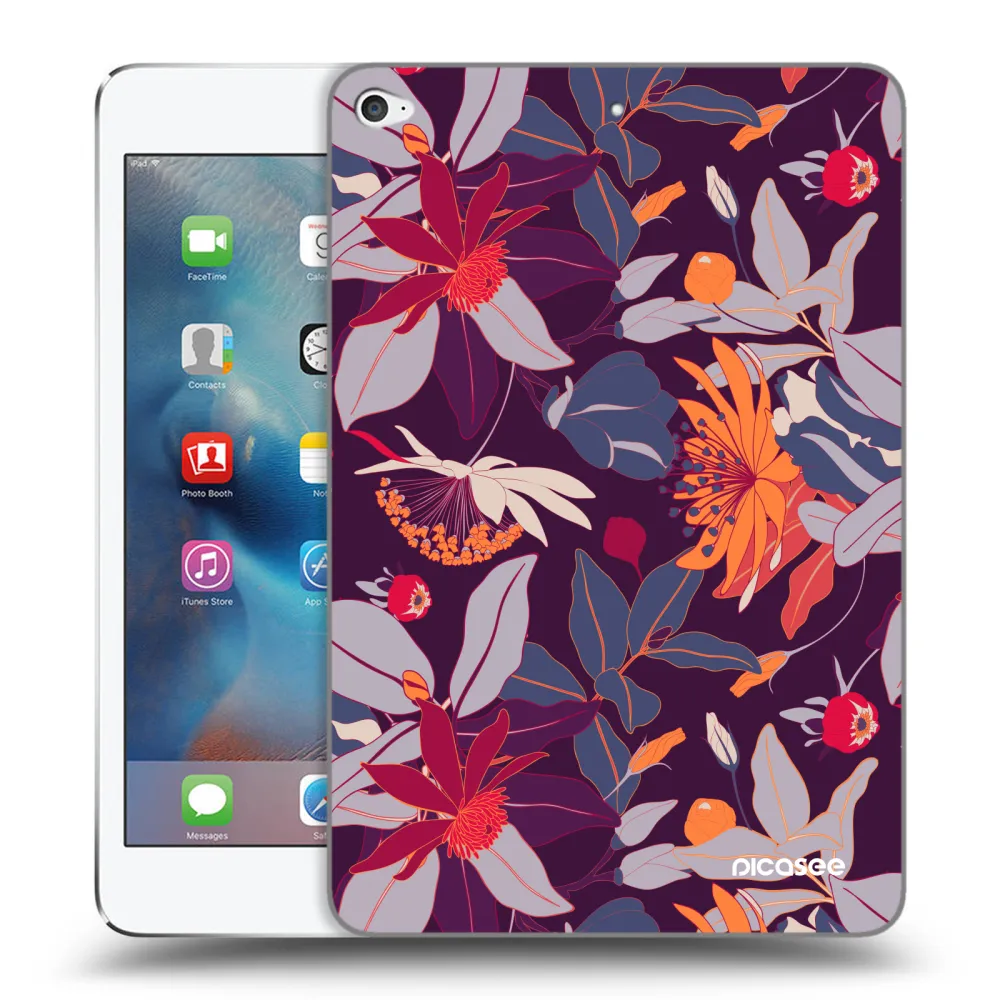 Picasee husă transparentă din silicon pentru Apple iPad mini 4 - Purple Leaf