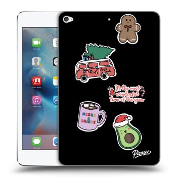 Picasee husă neagră din silicon pentru Apple iPad mini 4 - Christmas Stickers