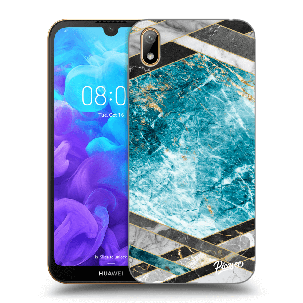 Picasee husă neagră din silicon pentru Huawei Y5 2019 - Blue geometry