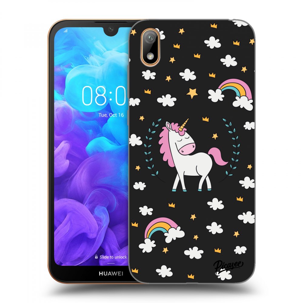 Picasee husă neagră din silicon pentru Huawei Y5 2019 - Unicorn star heaven