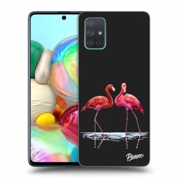 Picasee husă neagră din silicon pentru Samsung Galaxy A71 A715F - Flamingos couple