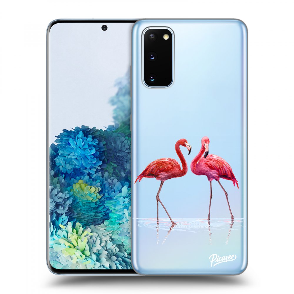 Picasee husă transparentă din silicon pentru Samsung Galaxy S20 G980F - Flamingos couple
