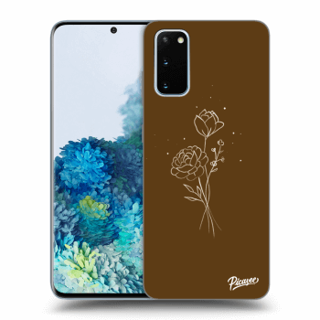 Picasee husă neagră din silicon pentru Samsung Galaxy S20 G980F - Brown flowers