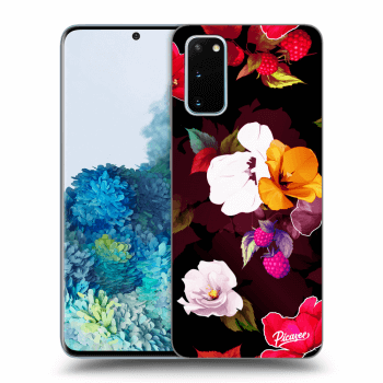 Picasee husă neagră din silicon pentru Samsung Galaxy S20 G980F - Flowers and Berries