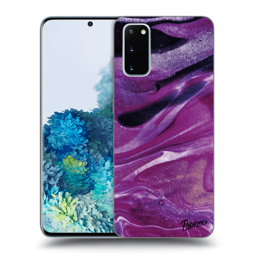 Picasee husă transparentă din silicon pentru Samsung Galaxy S20 G980F - Purple glitter