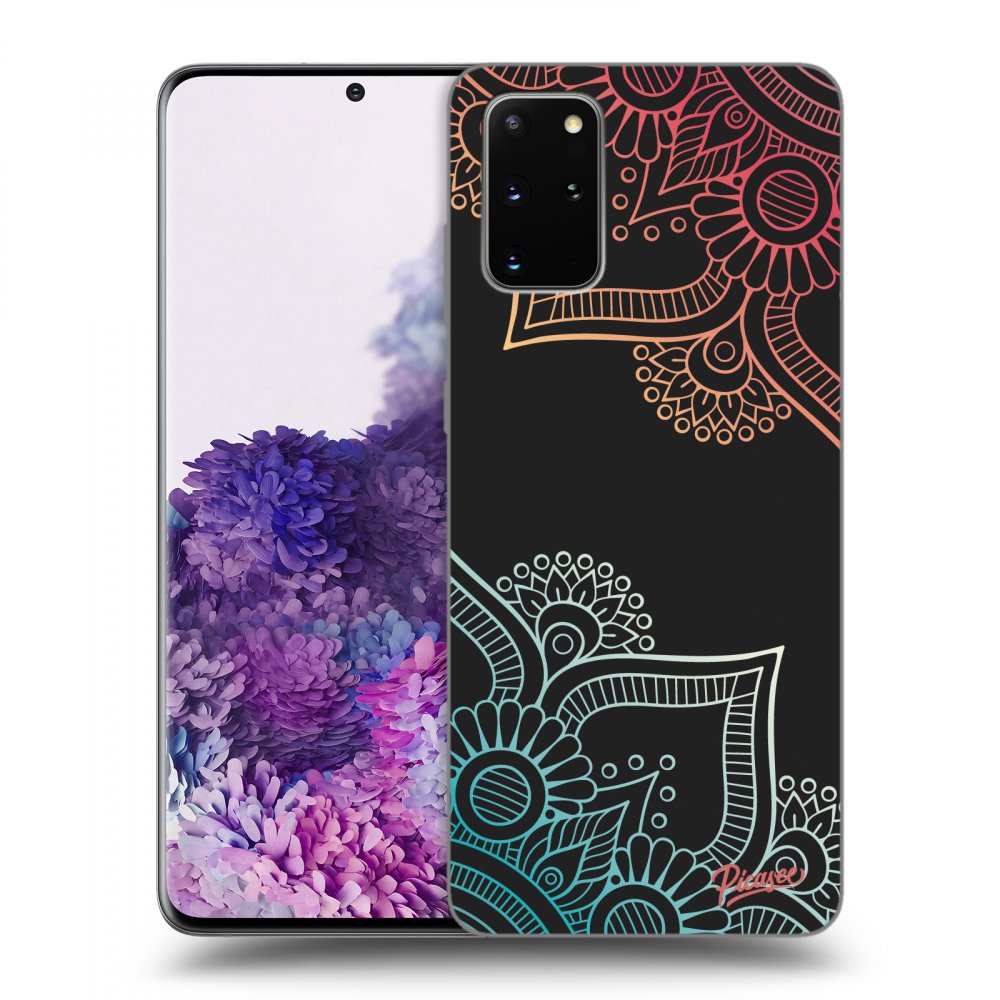 Picasee husă neagră din silicon pentru Samsung Galaxy S20+ G985F - Flowers pattern