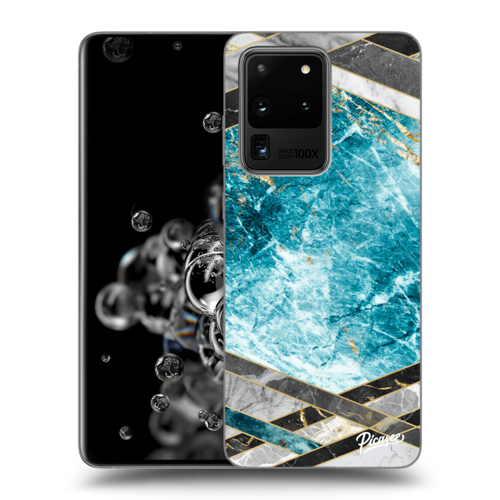Picasee husă neagră din silicon pentru Samsung Galaxy S20 Ultra 5G G988F - Blue geometry