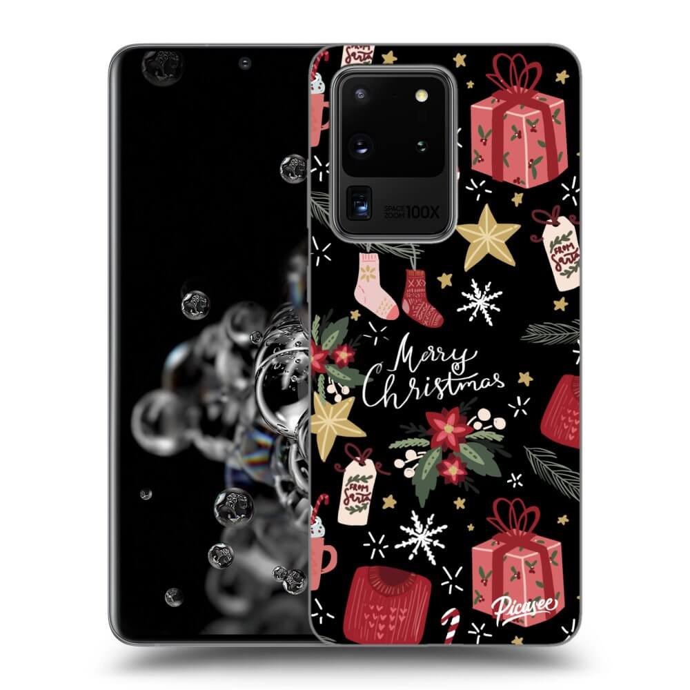 Picasee husă neagră din silicon pentru Samsung Galaxy S20 Ultra 5G G988F - Christmas
