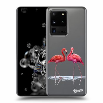 Picasee husă transparentă din silicon pentru Samsung Galaxy S20 Ultra 5G G988F - Flamingos couple