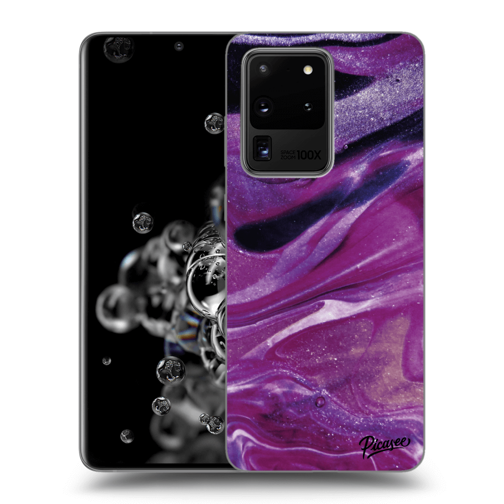 Picasee husă neagră din silicon pentru Samsung Galaxy S20 Ultra 5G G988F - Purple glitter