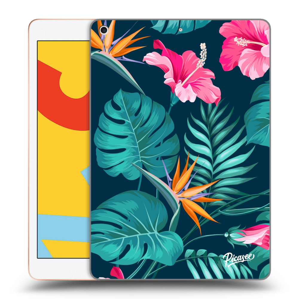 Picasee husă neagră din silicon pentru Apple iPad 10.2" 2019 (7. gen) - Pink Monstera