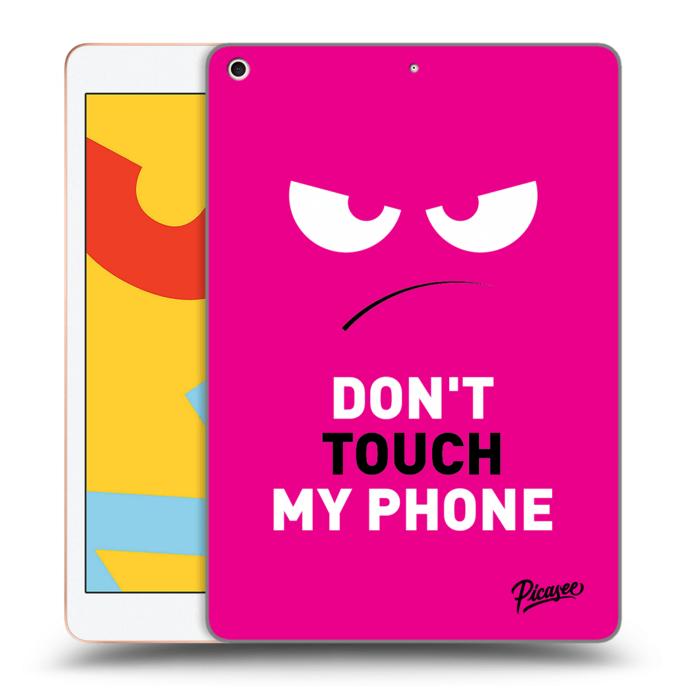 Picasee husă neagră din silicon pentru Apple iPad 10.2" 2019 (7. gen) - Angry Eyes - Pink