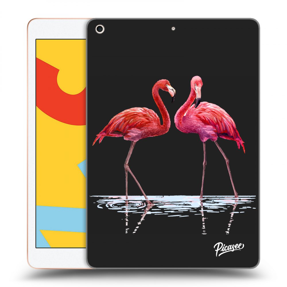 Picasee husă neagră din silicon pentru Apple iPad 10.2" 2019 (7. gen) - Flamingos couple