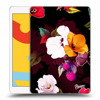 Picasee husă neagră din silicon pentru Apple iPad 10.2" 2019 (7. gen) - Flowers and Berries