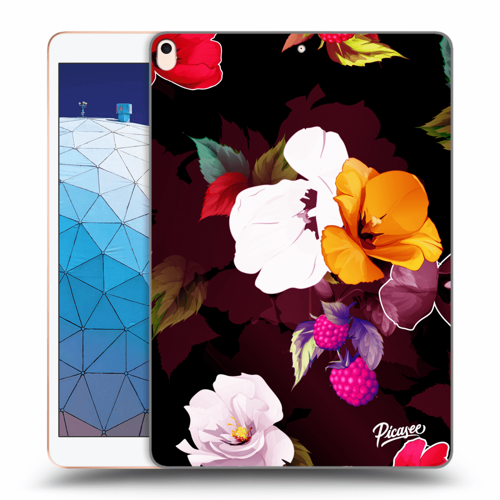 Picasee husă neagră din silicon pentru Apple iPad Air 10.5" 2019 (3.gen) - Flowers and Berries
