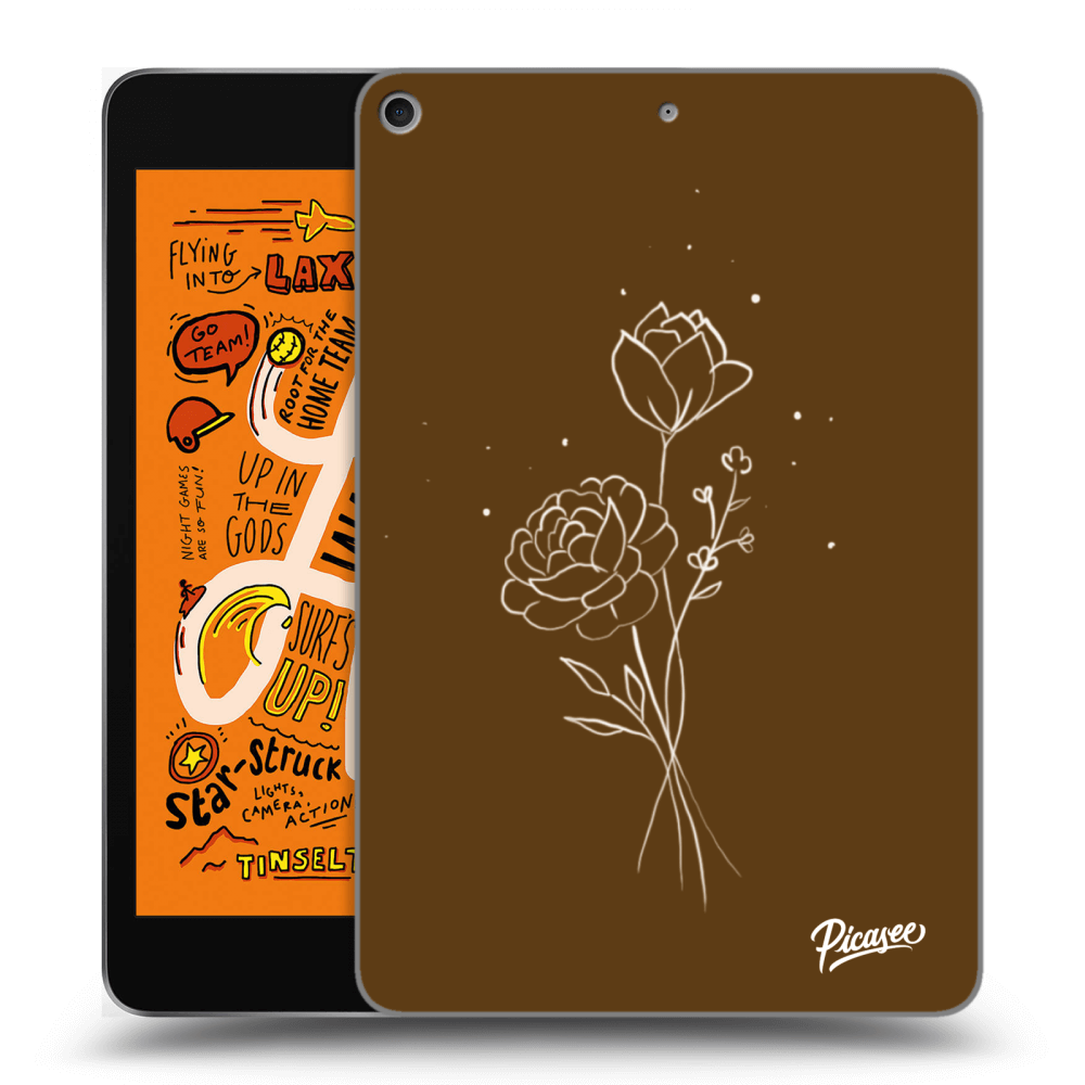Picasee husă transparentă din silicon pentru Apple iPad mini 2019 (5. gen) - Brown flowers