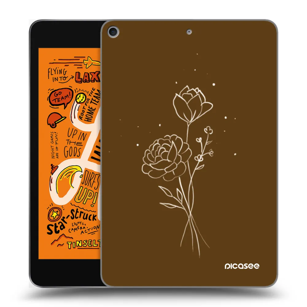 Picasee husă transparentă din silicon pentru Apple iPad mini 2019 (5. gen) - Brown flowers