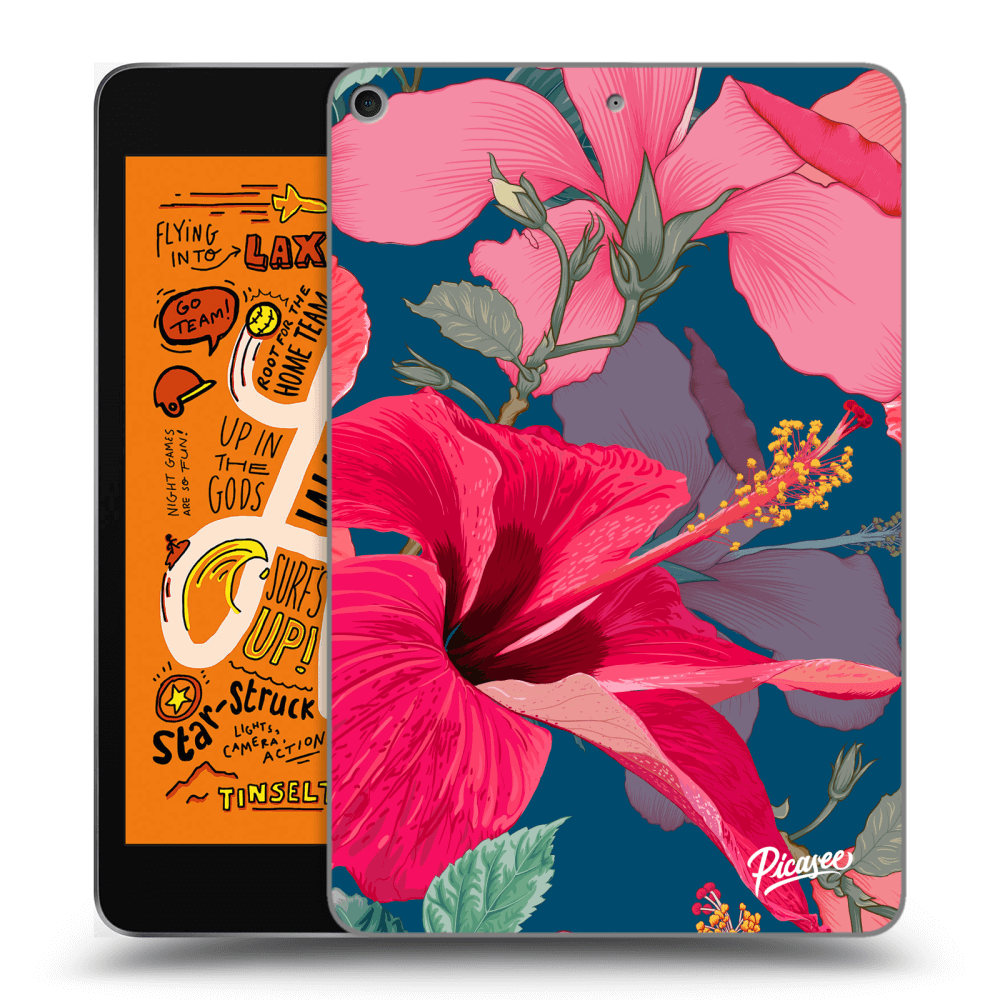 Picasee husă neagră din silicon pentru Apple iPad mini 2019 (5. gen) - Hibiscus