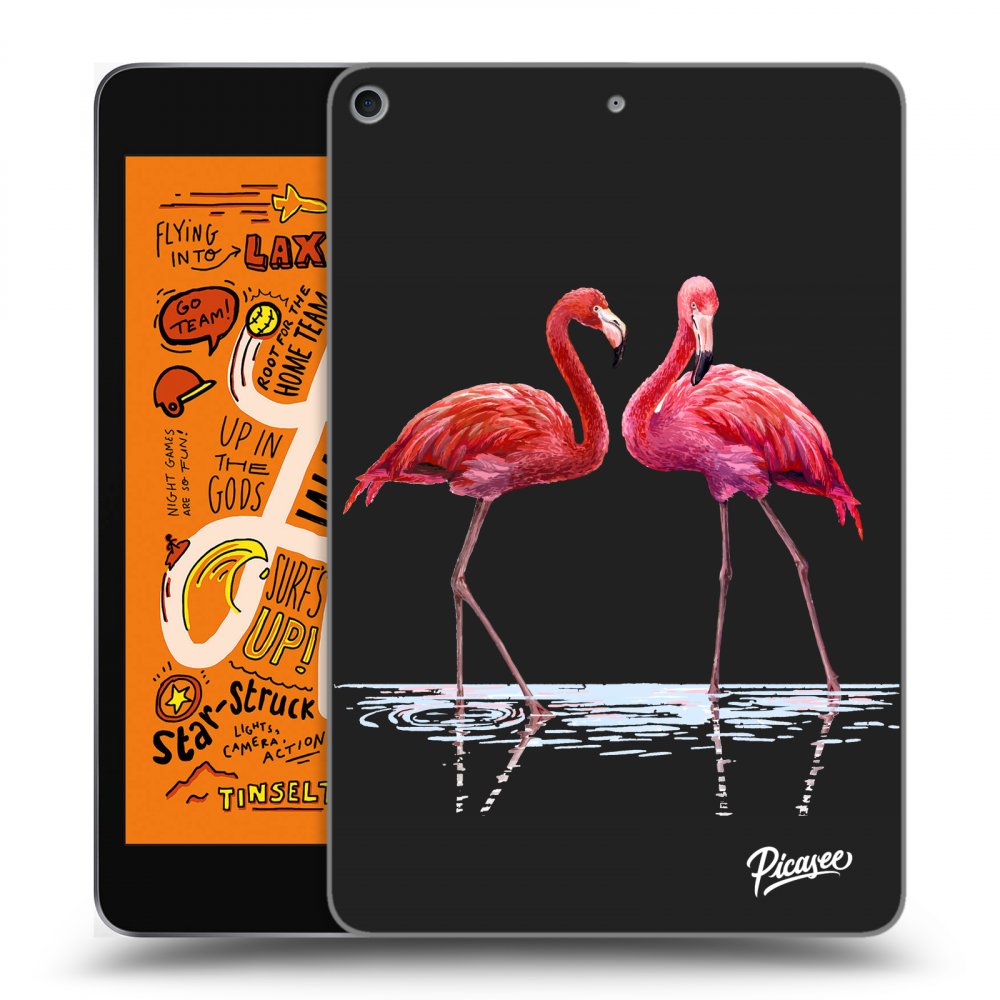 Picasee husă neagră din silicon pentru Apple iPad mini 2019 (5. gen) - Flamingos couple
