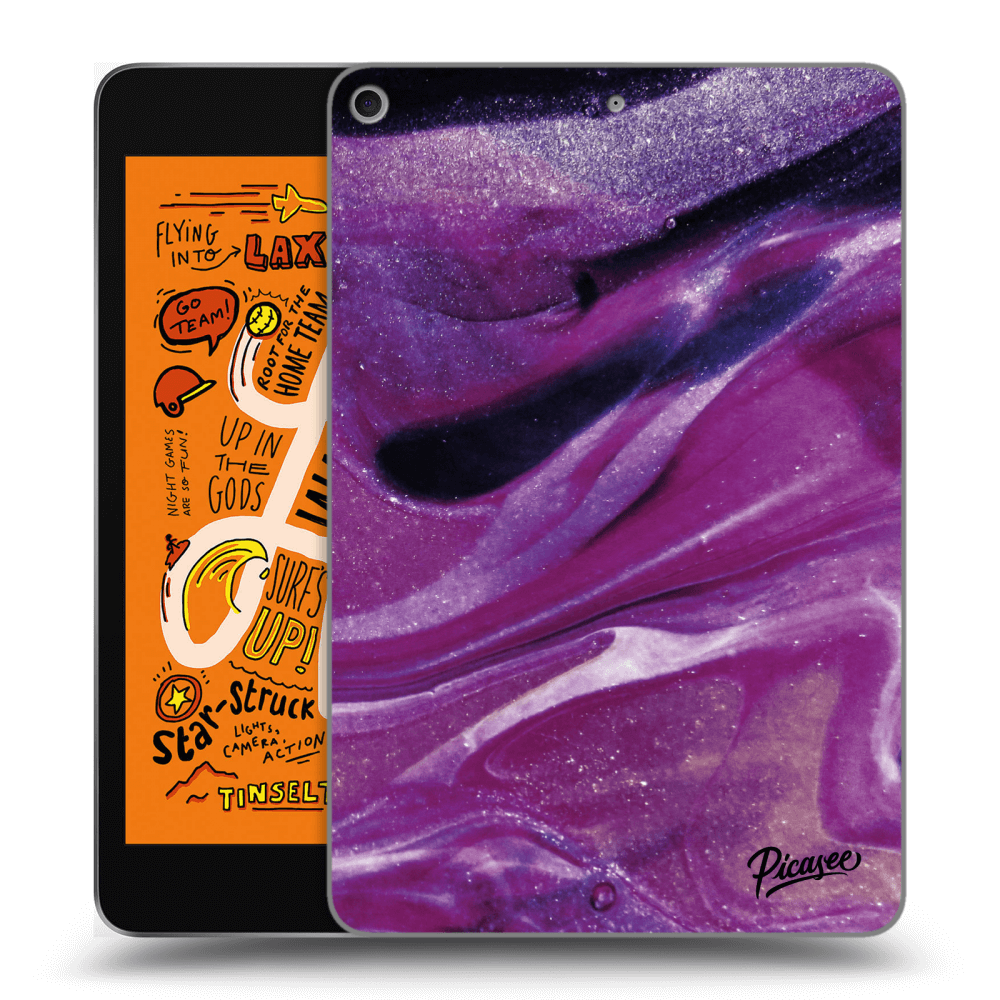 Picasee husă neagră din silicon pentru Apple iPad mini 2019 (5. gen) - Purple glitter