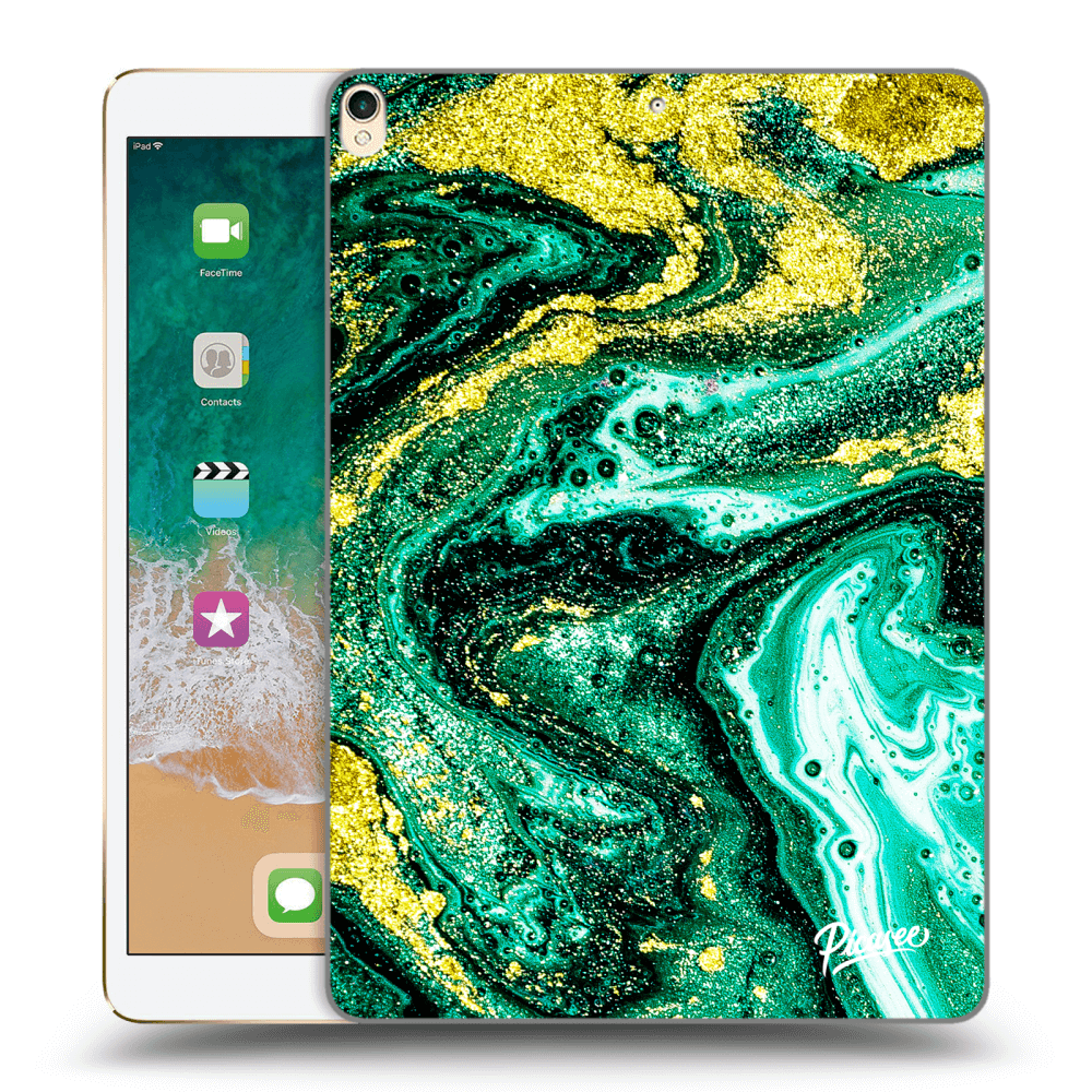 Picasee husă transparentă din silicon pentru Apple iPad Pro 10.5" 2017 (2. gen) - Green Gold