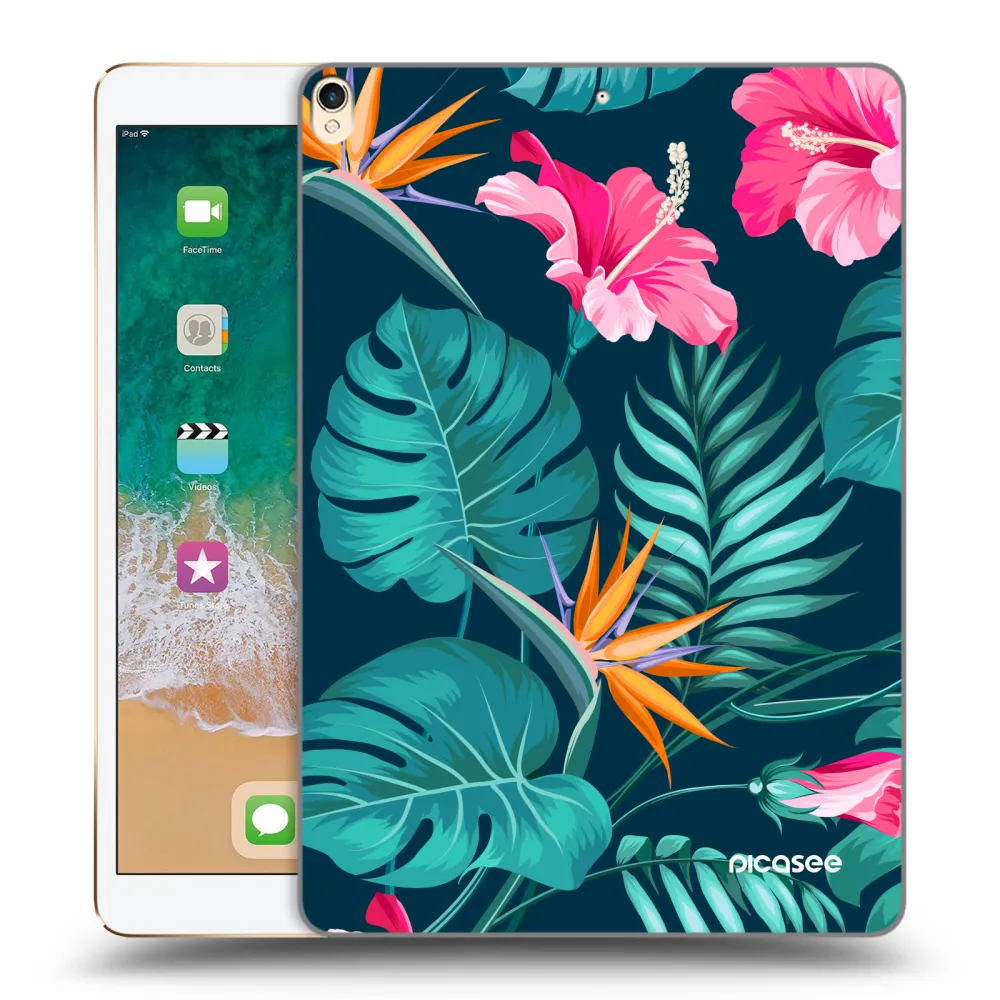 Picasee husă transparentă din silicon pentru Apple iPad Pro 10.5" 2017 (2. gen) - Pink Monstera