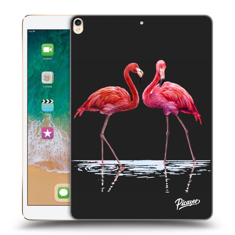 Picasee husă neagră din silicon pentru Apple iPad Pro 10.5" 2017 (2. gen) - Flamingos couple