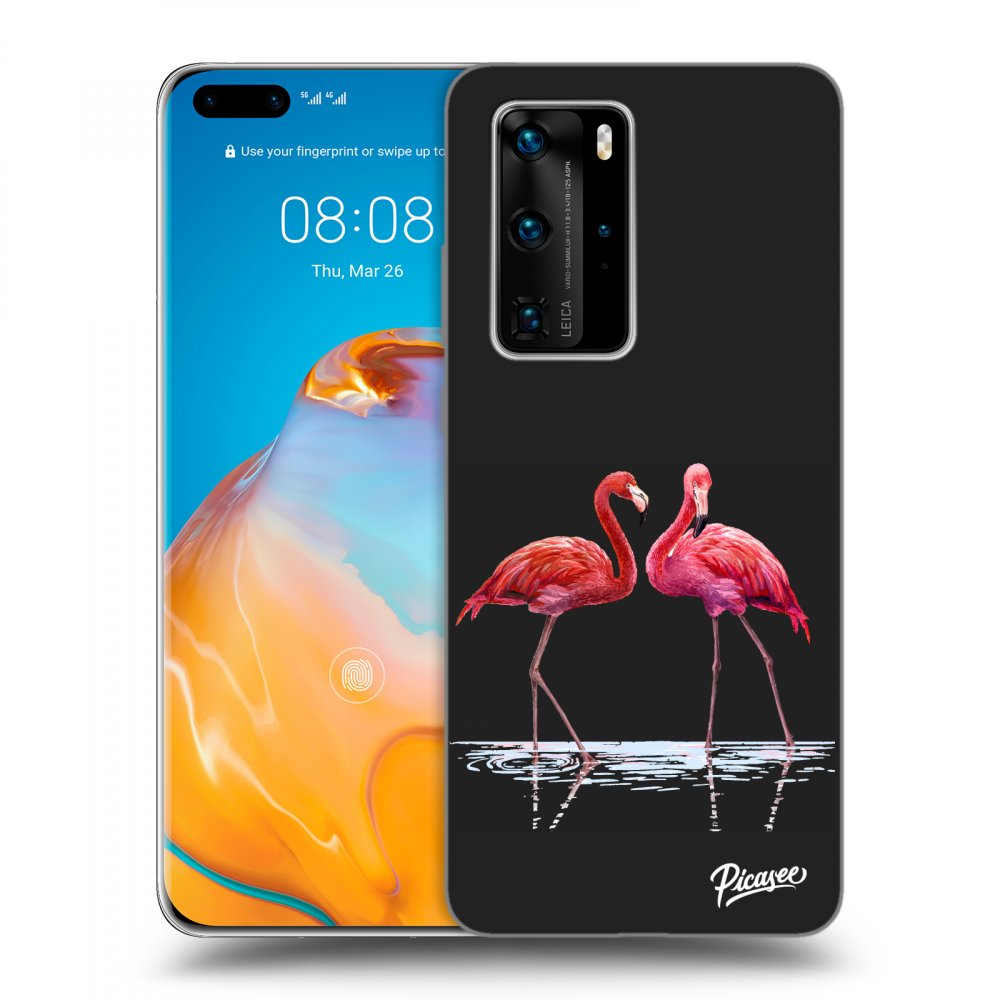 Picasee husă neagră din silicon pentru Huawei P40 Pro - Flamingos couple