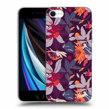 Picasee husă neagră din silicon pentru Apple iPhone SE 2020 - Purple Leaf