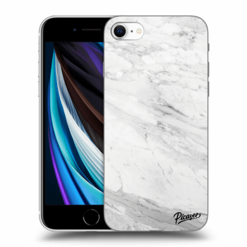 Picasee husă neagră din silicon pentru Apple iPhone SE 2020 - White marble