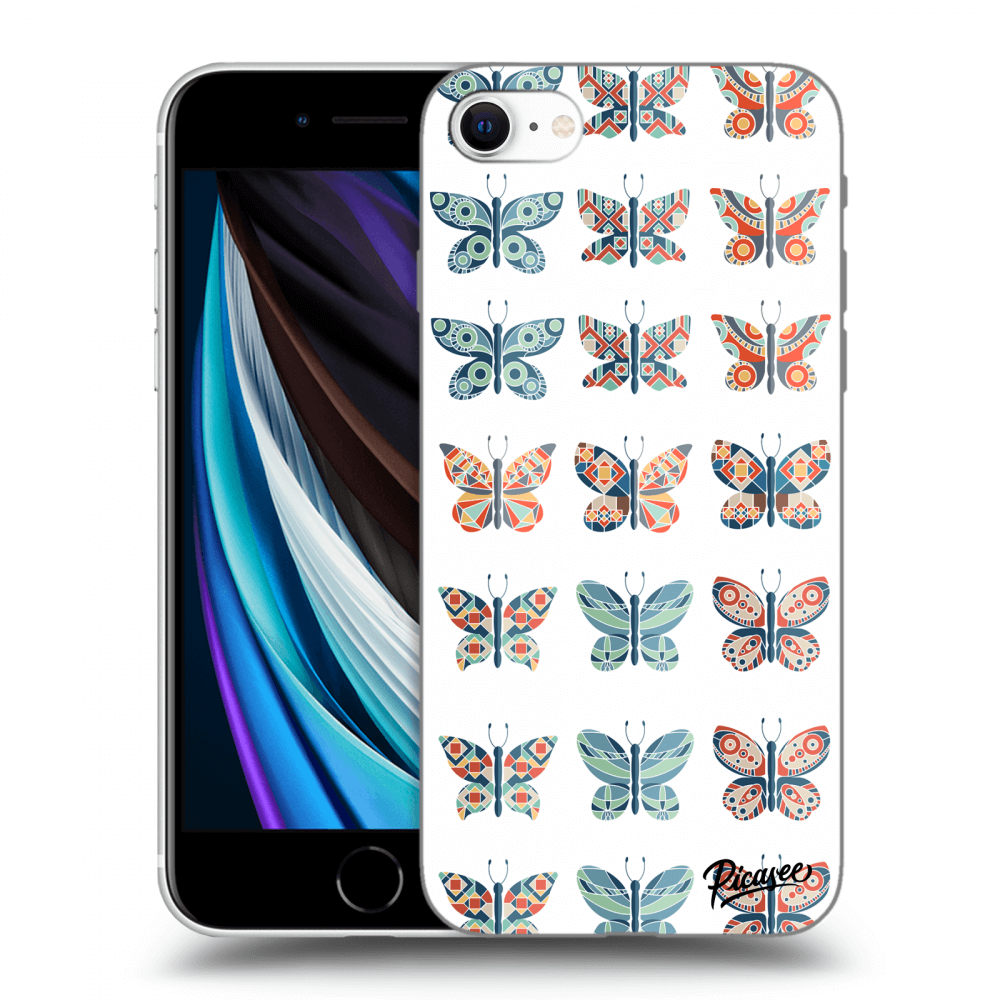 Picasee husă neagră din silicon pentru Apple iPhone SE 2020 - Butterflies