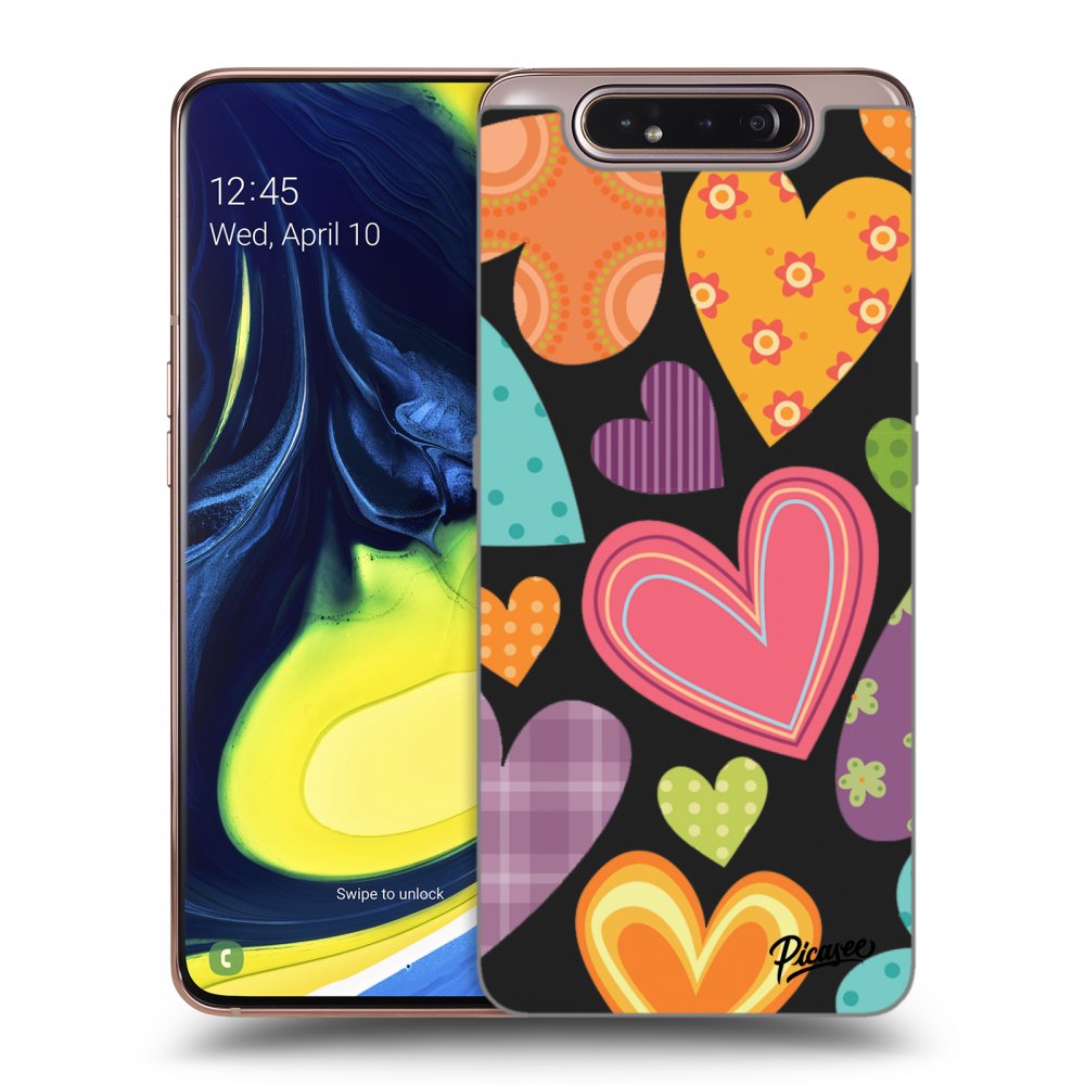 Picasee husă neagră din silicon pentru Samsung Galaxy A80 A805F - Colored heart