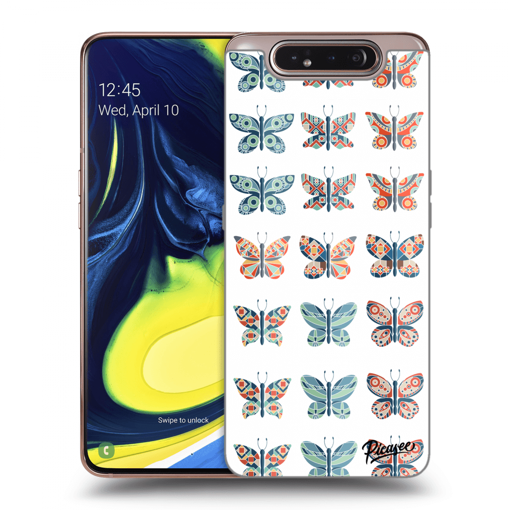 Picasee husă transparentă din silicon pentru Samsung Galaxy A80 A805F - Butterflies