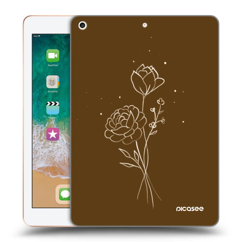 Picasee husă transparentă din silicon pentru Apple iPad 9.7" 2018 (6. gen) - Brown flowers