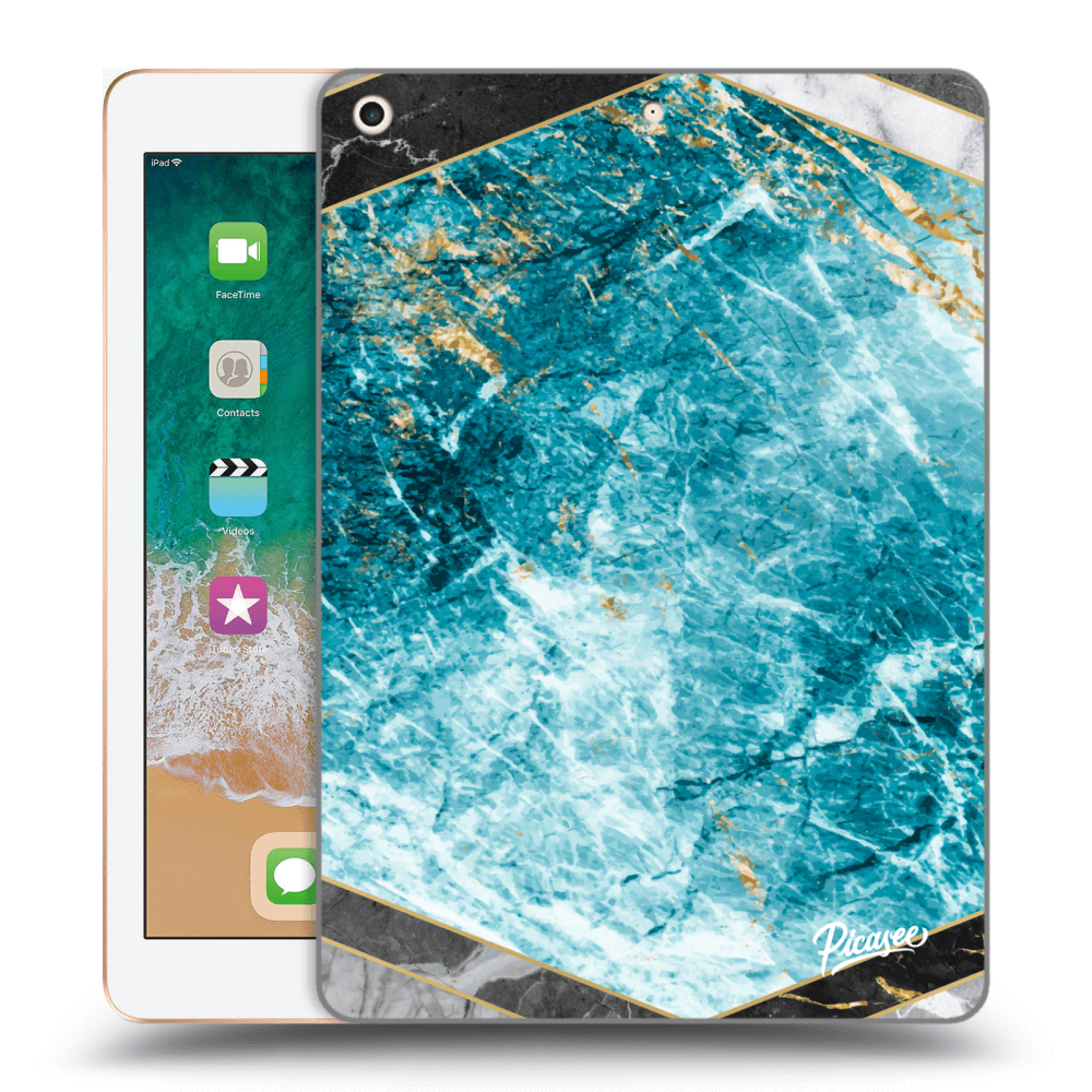 Picasee husă transparentă din silicon pentru Apple iPad 9.7" 2018 (6. gen) - Blue geometry