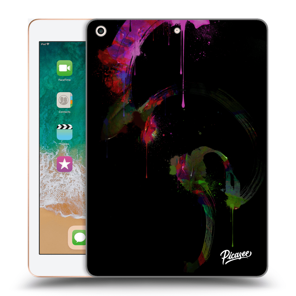 Picasee husă transparentă din silicon pentru Apple iPad 9.7" 2018 (6. gen) - Peony black