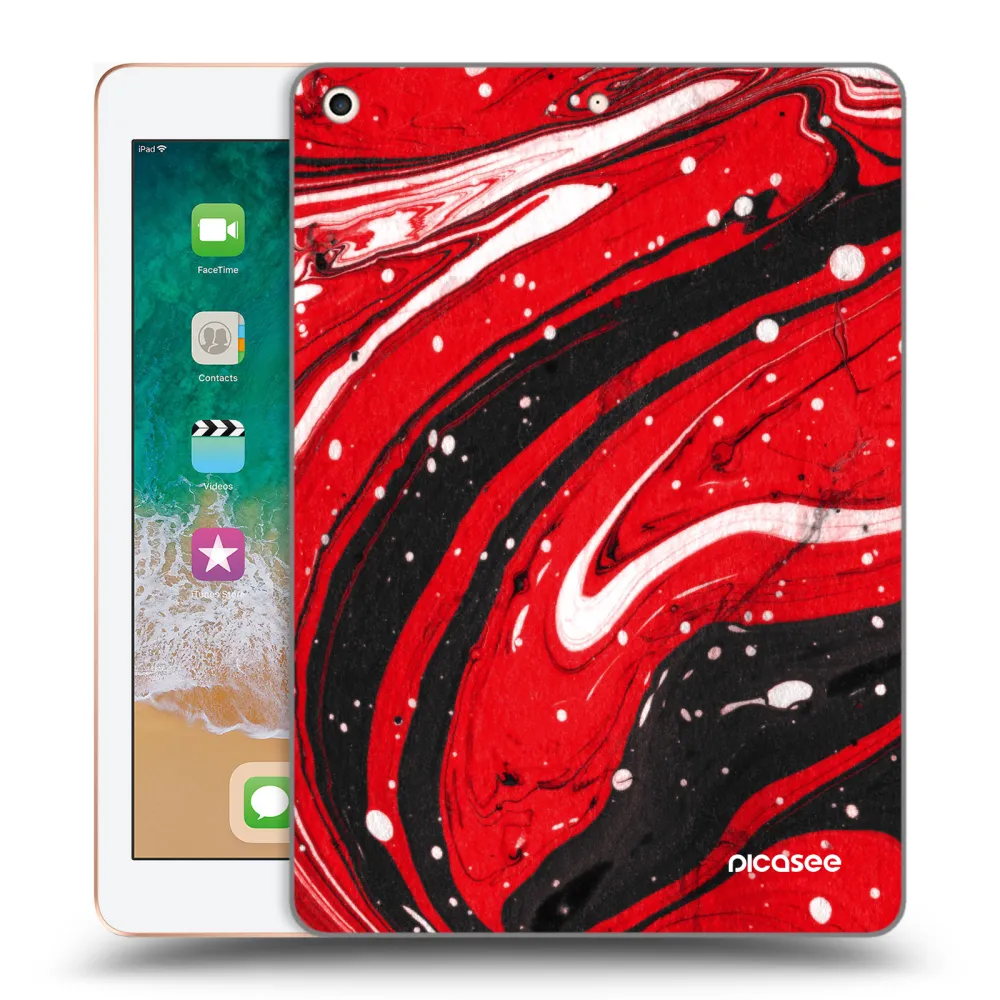 Picasee husă transparentă din silicon pentru Apple iPad 9.7" 2018 (6. gen) - Red black