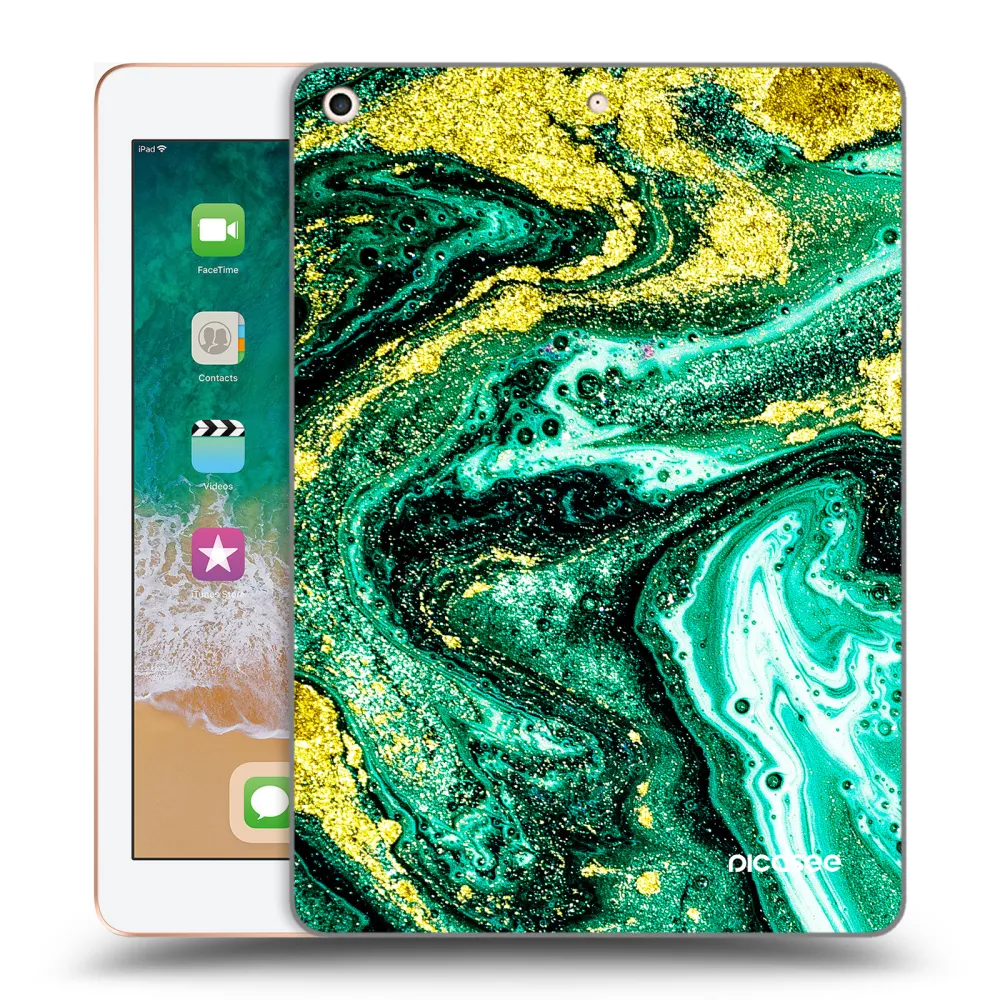 Picasee husă transparentă din silicon pentru Apple iPad 9.7" 2018 (6. gen) - Green Gold