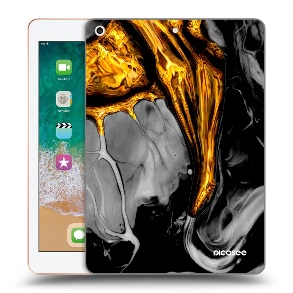 Picasee husă transparentă din silicon pentru Apple iPad 9.7" 2018 (6. gen) - Black Gold