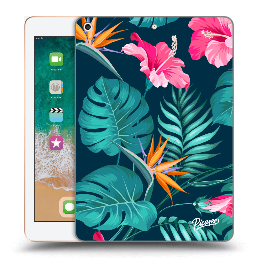 Picasee husă transparentă din silicon pentru Apple iPad 9.7" 2018 (6. gen) - Pink Monstera