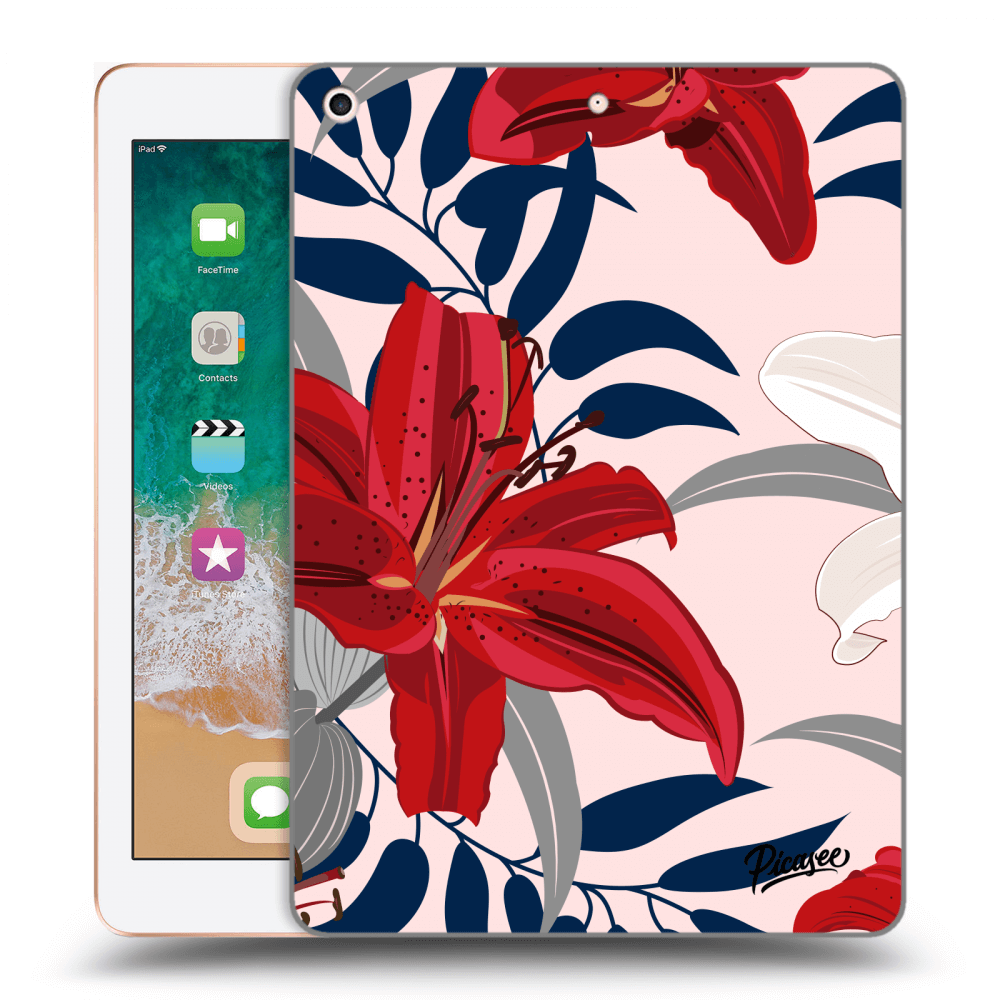 Picasee husă neagră din silicon pentru Apple iPad 9.7" 2018 (6. gen) - Red Lily