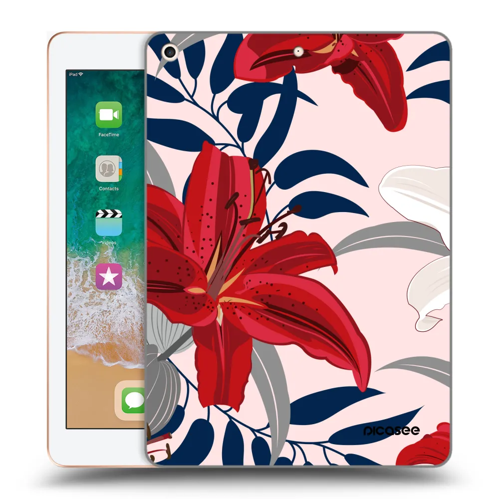 Picasee husă transparentă din silicon pentru Apple iPad 9.7" 2018 (6. gen) - Red Lily