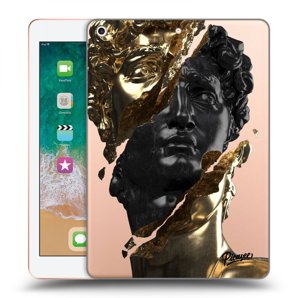 Picasee husă transparentă din silicon pentru Apple iPad 9.7" 2018 (6. gen) - Gold - Black