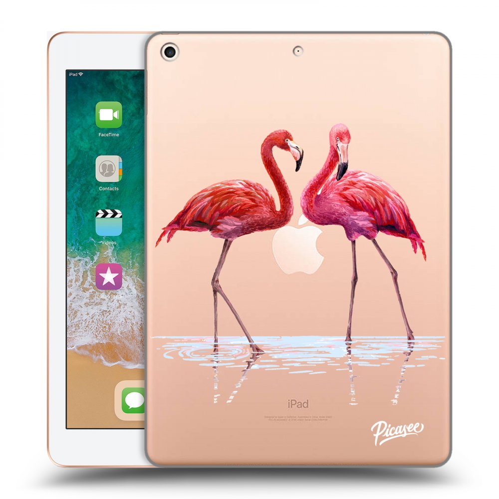 Picasee husă transparentă din silicon pentru Apple iPad 9.7" 2018 (6. gen) - Flamingos couple
