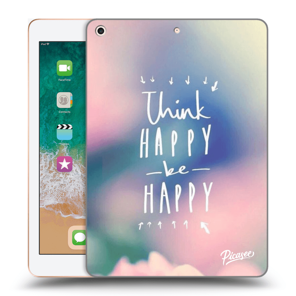 Picasee husă neagră din silicon pentru Apple iPad 9.7" 2018 (6. gen) - Think happy be happy