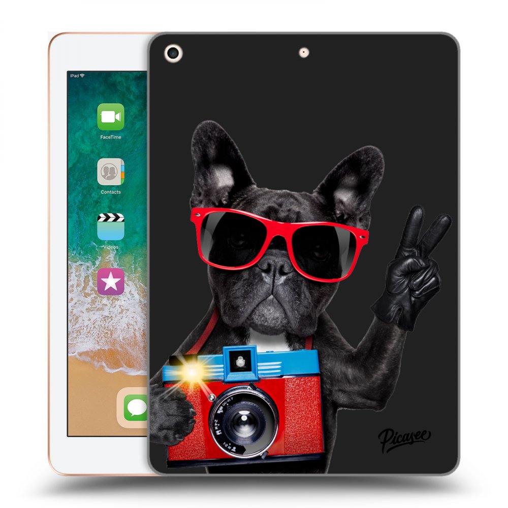 Picasee husă neagră din silicon pentru Apple iPad 9.7" 2018 (6. gen) - French Bulldog