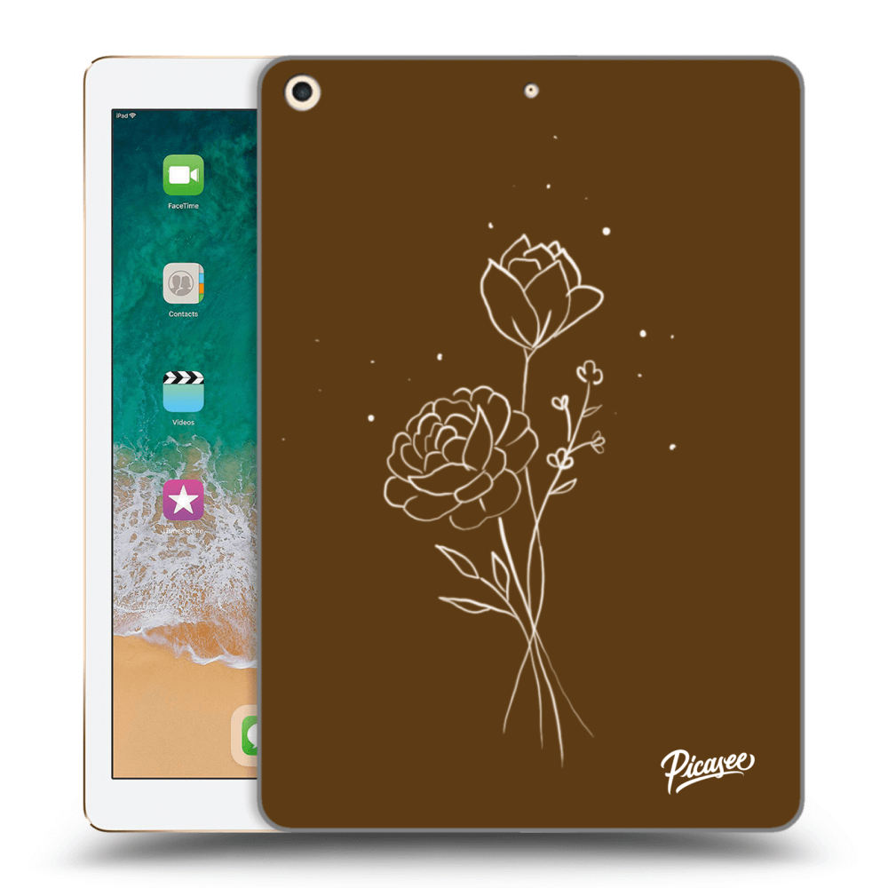 Picasee husă transparentă din silicon pentru Apple iPad 9.7" 2017 (5. gen) - Brown flowers