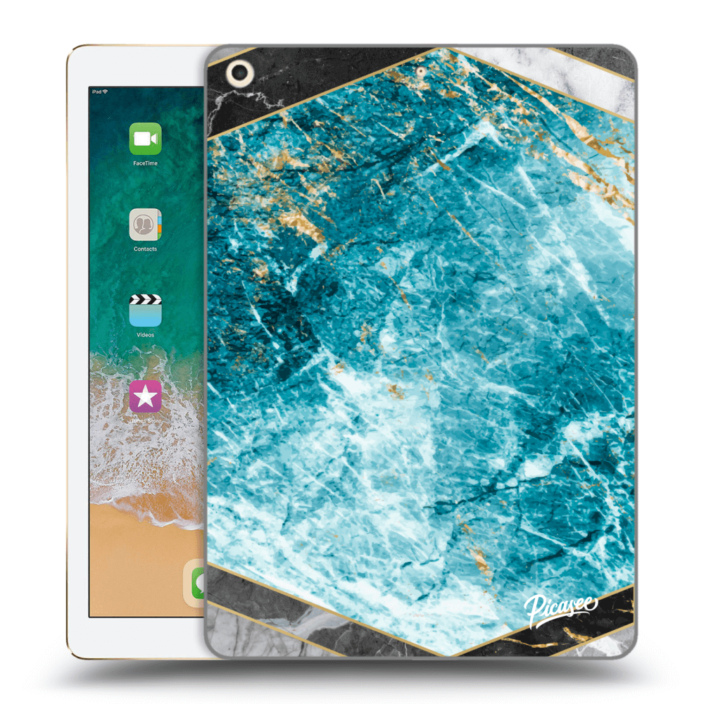 Picasee husă transparentă din silicon pentru Apple iPad 9.7" 2017 (5. gen) - Blue geometry