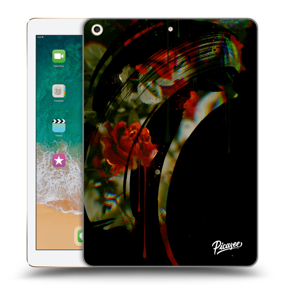 Picasee husă transparentă din silicon pentru Apple iPad 9.7" 2017 (5. gen) - Roses black
